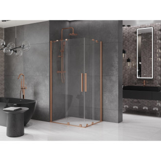 Mexen Velar Duo výsuvný sprchový kout 90x80, transp., broušená měď 871-090-080-02-65