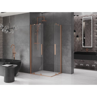 Mexen Velar Duo výsuvný sprchový kout 90x80, transp., broušená měď 871-090-080-02-65