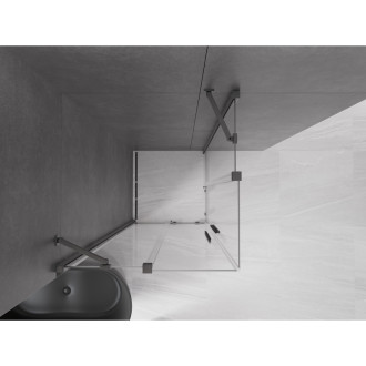 Mexen Velar Duo sprchový kout 90x90 cm, průhledná, šedá kartáčovaná 871-090-090-02-66