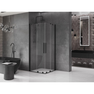 Mexen Velar Duo výsuvná sprchová kabina 80 x 80 cm, průhledná, černá - 871-080-080-02-70
