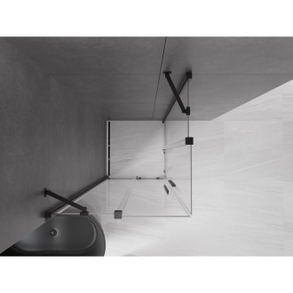 Mexen Velar Duo výsuvná sprchová kabina 80 x 80 cm, průhledná, černá - 871-080-080-02-70