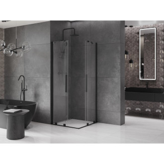 Mexen Velar Duo výsuvná sprchová kabina 90 x 90 cm, průhledná, černá - 871-090-090-02-70