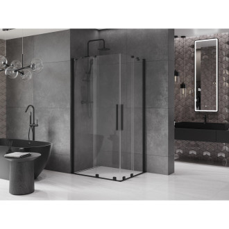 Mexen Velar Duo výsuvná sprchová kabina 100 x 90 cm, průhledná, černá - 871-100-090-02-70