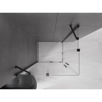 Mexen Velar Duo výsuvná sprchová kabina 100 x 90 cm, průhledná, černá - 871-100-090-02-70