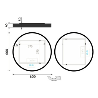 Nimco ZPC 31000RVX-90 ČERNÉ LED zrcadlo pr. 600 se dvěma dotykovými senzory
