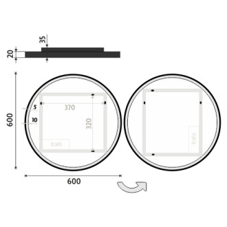 Nimco ZPC 28000R-90 Černé kulaté LED zrcadlo pr. 600
