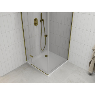Mexen Roma sklopná sprchový kout 90x90, transp., zlatá + vanička 854-090-090-50-00-4010