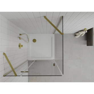 Mexen Roma sklopná sprchový kout 90x90, transp., zlatá + vanička 854-090-090-50-00-4010
