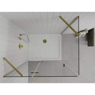 Mexen Roma sklopná sprchový kout 100x90, transp., zlatá + vanička 854-100-090-50-00-4010