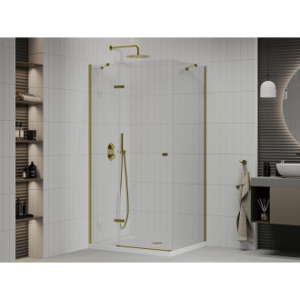 Mexen Roma sklopná sprchový kout 120x80, transp., zlatá + vanička 854-120-080-50-00-4010