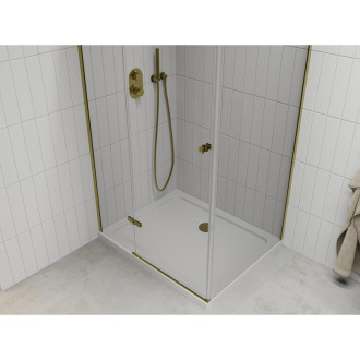 Mexen Roma sklopná sprchový kout 120x80, transp., zlatá + vanička 854-120-080-50-00-4010