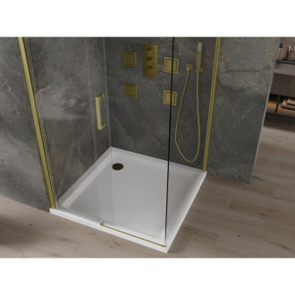 Mexen Omega sprchový kout 100x100 cm, průhledná, zlatá + vanička 825-100-100-50-00-4010