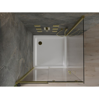 Mexen Omega sprchový kout 100x100 cm, průhledná, zlatá + vanička 825-100-100-50-00-4010