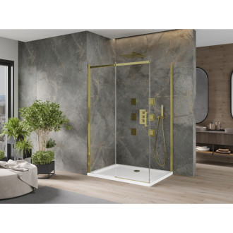 Mexen Omega sprchový kout 110x100 cm, průhledná, zlatá + vanička 825-110-100-50-00-4010