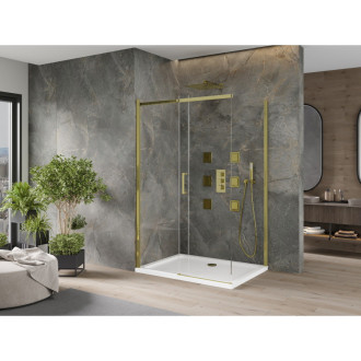 Mexen Omega sprchový kout 110x100 cm, průhledná, zlatá + vanička 825-110-100-50-00-4010
