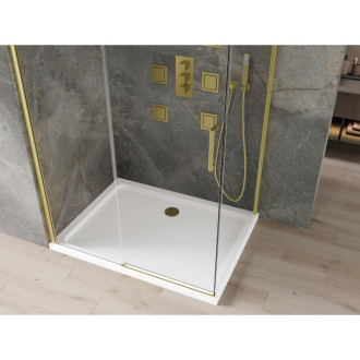 Mexen Omega sprchový kout 110x100 cm, průhledná, zlatá + vanička 825-110-100-50-00-4010