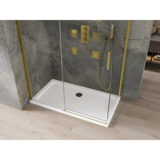 Mexen Omega sprchový kout 140x70 cm, průhledná, zlatá + vanička 825-140-070-50-00-4010