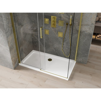 Mexen Omega sprchový kout 140x70 cm, průhledná, zlatá + vanička 825-140-070-50-00-4010