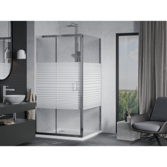 Mexen Apia sprchový kout 90x90, transp./pruhy, chrom + vanička 840-090-090-01-20-4010