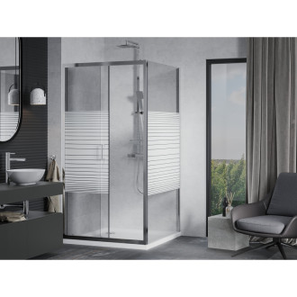 Mexen Apia sprchový kout 90x90, transp./pruhy, chrom + vanička 840-090-090-01-20-4010