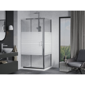 Mexen Apia sprchový kout 100x90, transp./pruhy, chrom + vanička 840-100-090-01-20-4010