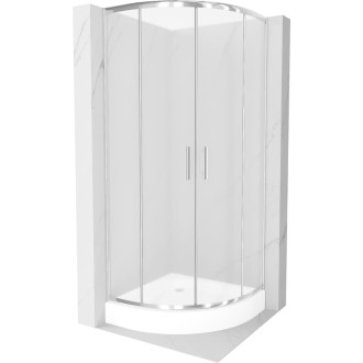 Sprchový kout Mexen RIO 90x90 cm, pruhy, chrom + vanička Rio, bílá 863-090-090-01-30-4710