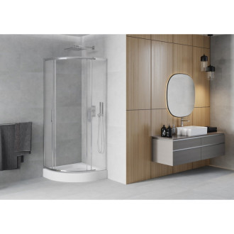 Sprchový kout Mexen RIO 90x90 cm, pruhy, chrom + vanička Rio, bílá 863-090-090-01-30-4710