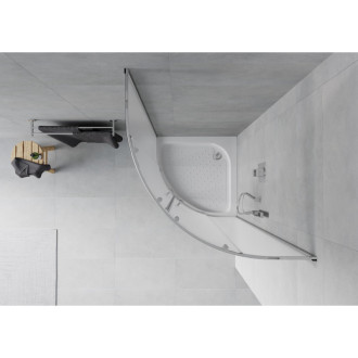 Sprchový kout Mexen RIO 90x90 cm, pruhy, chrom + vanička Rio, bílá 863-090-090-01-30-4710
