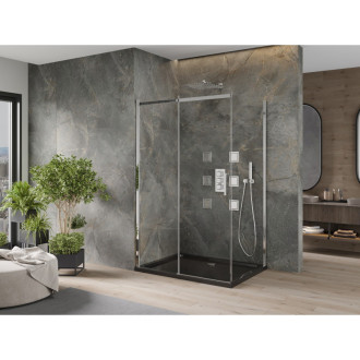 Mexen Omega sprchový kout 120x80, transp., chrom + vanička, černá 825-120-080-01-00-4070