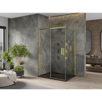 Mexen Omega sprchový kout 100x90, transp., zlatá + vanička, černá 825-100-090-50-00-4070G