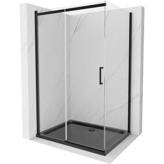 Mexen Omega sprchový kout 120x80, transp., černá + vanička, černá 825-120-080-70-00-4070B