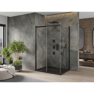 Mexen Omega sprchový kout 120x80, transp., černá + vanička, černá 825-120-080-70-00-4070B