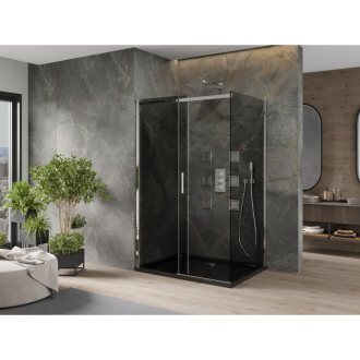 Mexen Omega sprchový kout 120x90 cm, grafit, chrom + vanička, černá 825-120-090-01-40-4070