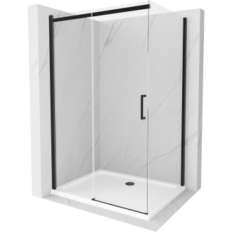 Mexen Omega sprchový kout 100x90, transp., černá + vanička, bílá 825-100-090-70-00-4010B