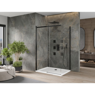 Mexen Omega sprchový kout 100x90, transp., černá + vanička, bílá 825-100-090-70-00-4010B