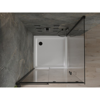 Mexen Omega sprchový kout 100x100, transp., černá + vanička, bílá 825-100-100-70-00-4010B