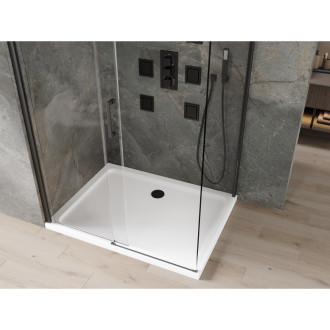 Mexen Omega sprchový kout 130x90, transp., černá + vanička, bílá 825-130-090-70-00-4010B