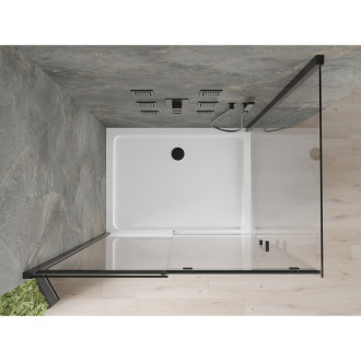 Mexen Omega sprchový kout 130x90, transp., černá + vanička, bílá 825-130-090-70-00-4010B