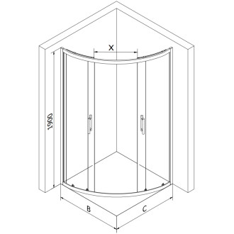 Sprchový kout Mexen RIO 70x70 cm, pruhy, zlatá + vanička Rio, bílá 863-070-070-50-20-4710