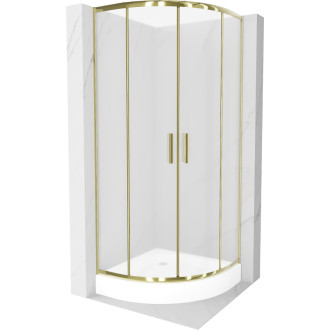Sprchový kout Mexen RIO 90x90 cm, mráz, zlatá + vanička Rio, bílá 863-090-090-50-30-4710