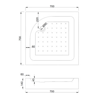 Mexen Rio čtvercová sprchová kabina 70 x 70 cm, pruhy, zlatá + sprchová vanička Rio, bílá - 860-070-070-50-20-4510