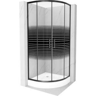 Sprchový kout Mexen RIO 70x70 cm, pruhy, černá + vanička Rio, bílá 863-070-070-70-20-4710