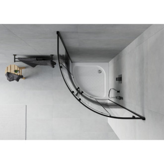 Sprchový kout Mexen RIO 70x70 cm, pruhy, černá + vanička Rio, bílá 863-070-070-70-20-4710