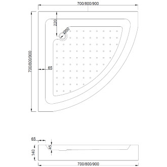 Mexen Rio sprchový kout 90x90, pruhy, černá + vanička Rio, bílá 863-090-090-70-20-4710