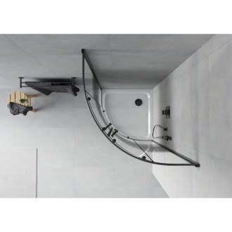 Sprchový kout Mexen RIO 80x80 cm, pruhy, černá + vanička, bílá 863-080-080-70-20-4110B