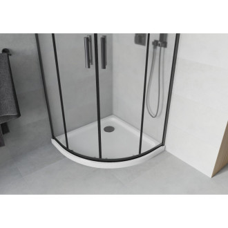 Mexen Rio sprchový kout 90x90, mráz, černá + vanička, bílá 863-090-090-70-30-4110B