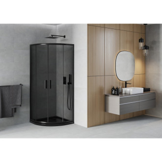 Sprchový kout Mexen RIO 90x90 cm, grafit, černá + vanička, černá 863-090-090-70-40-4170B