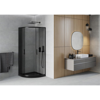 Sprchový kout Mexen RIO 90x90 cm, grafit, černá + vanička, černá 863-090-090-70-40-4170B