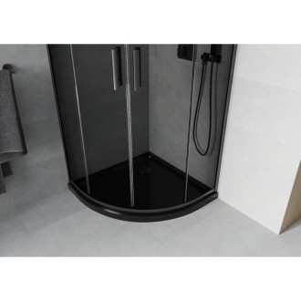 Sprchový kout Mexen RIO 90x90 cm, grafit, černá + vanička, černá 863-090-090-70-40-4170B