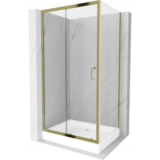 Mexen Apia sprchový kout 100x80 cm, průhledná, zlatá + vanička Rio 840-100-080-50-00-4510
